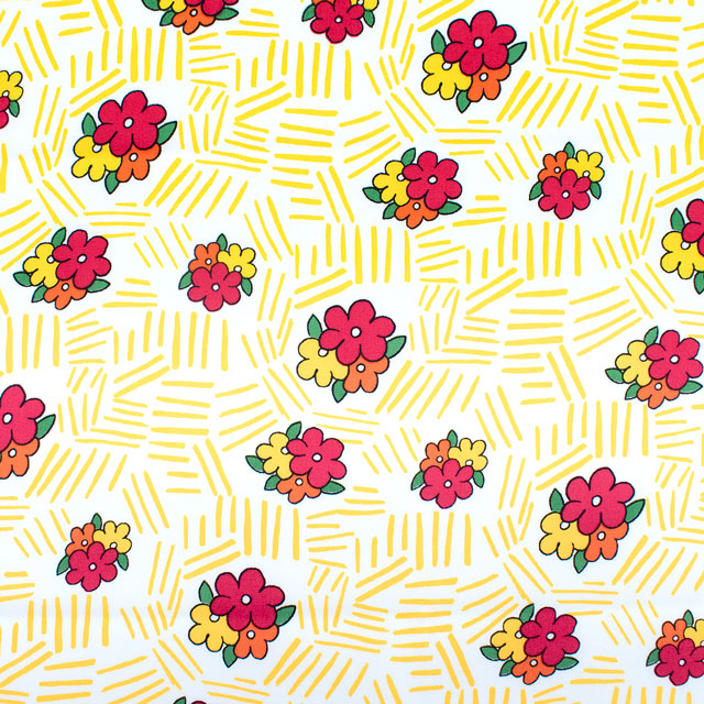 生地 FiN tex-フィンテックス- レトロフラワー 約140cm幅×50cmカット(OKF-030) 1YE.イエロー 09Ae06_